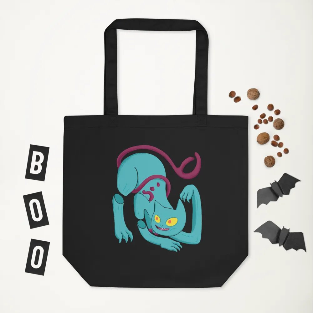 Demon Cat With Text Double Sided Totebag - Black product image (11)