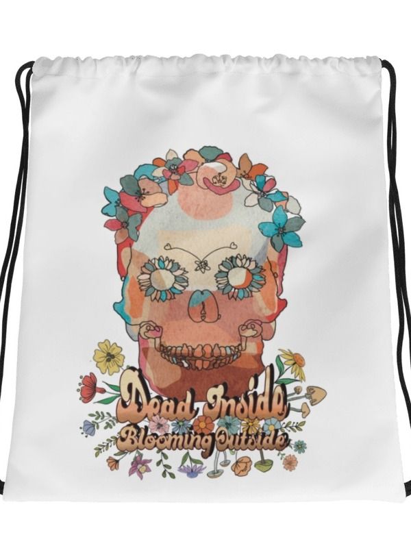 Dead Inside Blooming Outside Drawstring Bag product image (2)