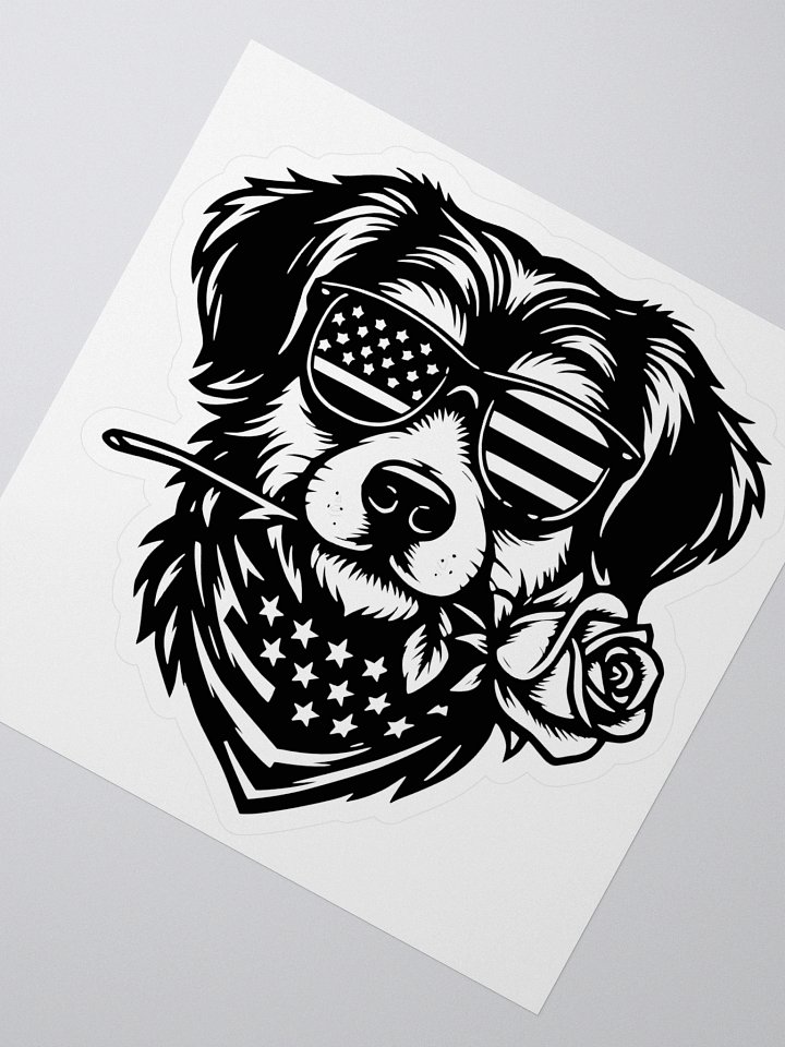 Cool Patriotic Dog Wearing Sunglasses & Rose | Border Collie Sticker product image (2)