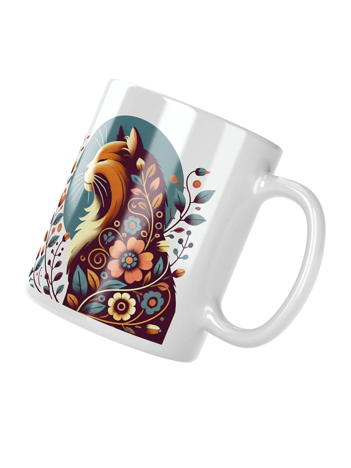 Long Haired Calico Cat and Floral Design Mug product image (5)