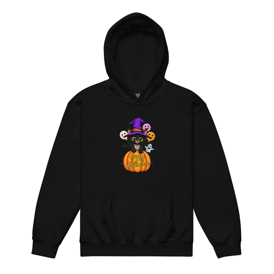 Witchy Sitting Pumpkin Cat Youth Hoodie product image (11)