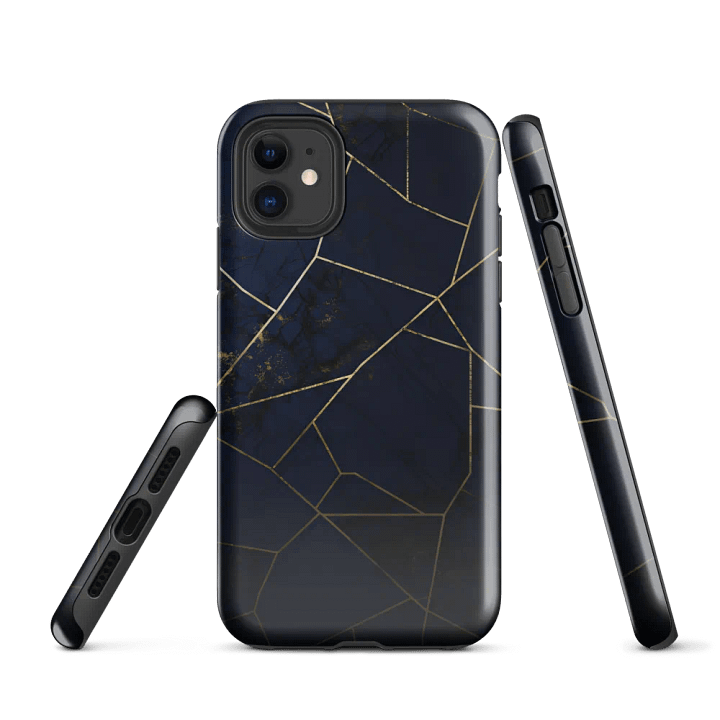 Elegant Violet & Gold Kintsugi Tough iPhone Case product image (1)