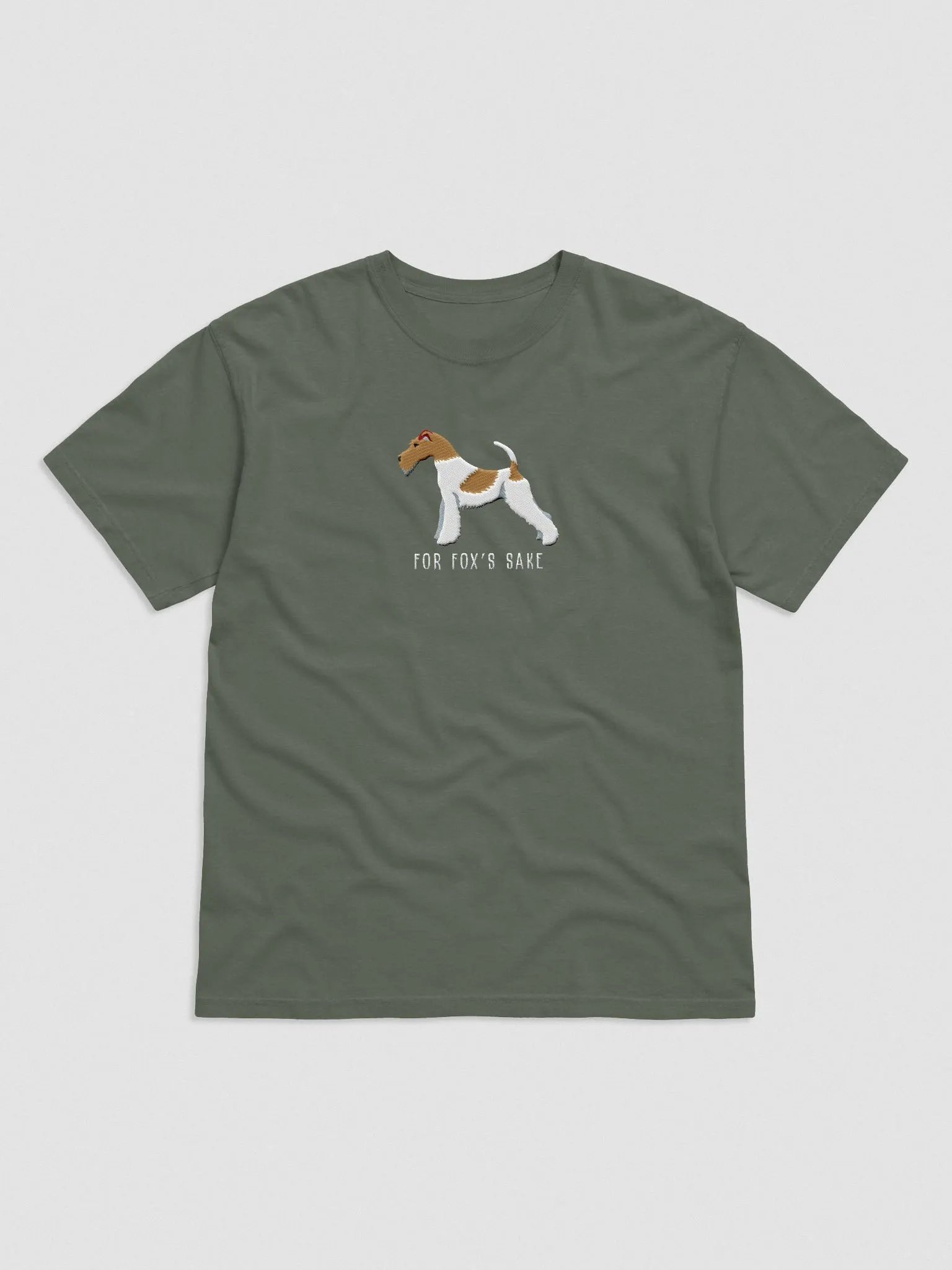 For Fox's Sake T-Shirt(Embroidered) of a Wire Fox Terrier(Brown & White) product image (4)