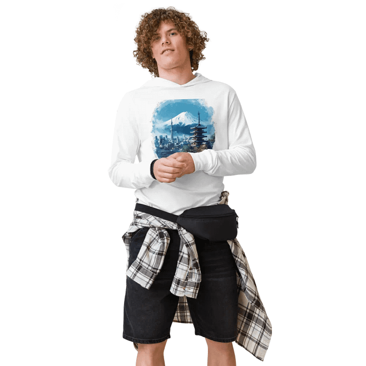 Tokyo Skyline Hooded Tee – Mount Fuji & City Vibes product image (2)