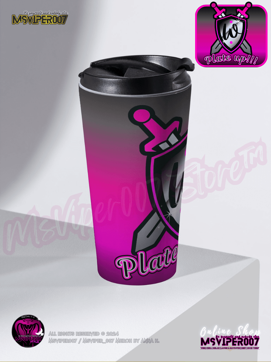 Travel Mug - MsViper007's "WS-Plate Up!!! ™ " [royal pink] Hot or Cold Beverage Stainless Steel Travel Mug by Anna H. product image (2)