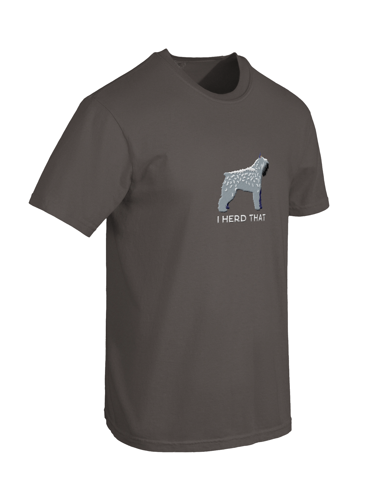 I Herd That T-Shirt(Embroidered) of a Bouvier des Flandres(Gray, Cropped Ears) product image (48)