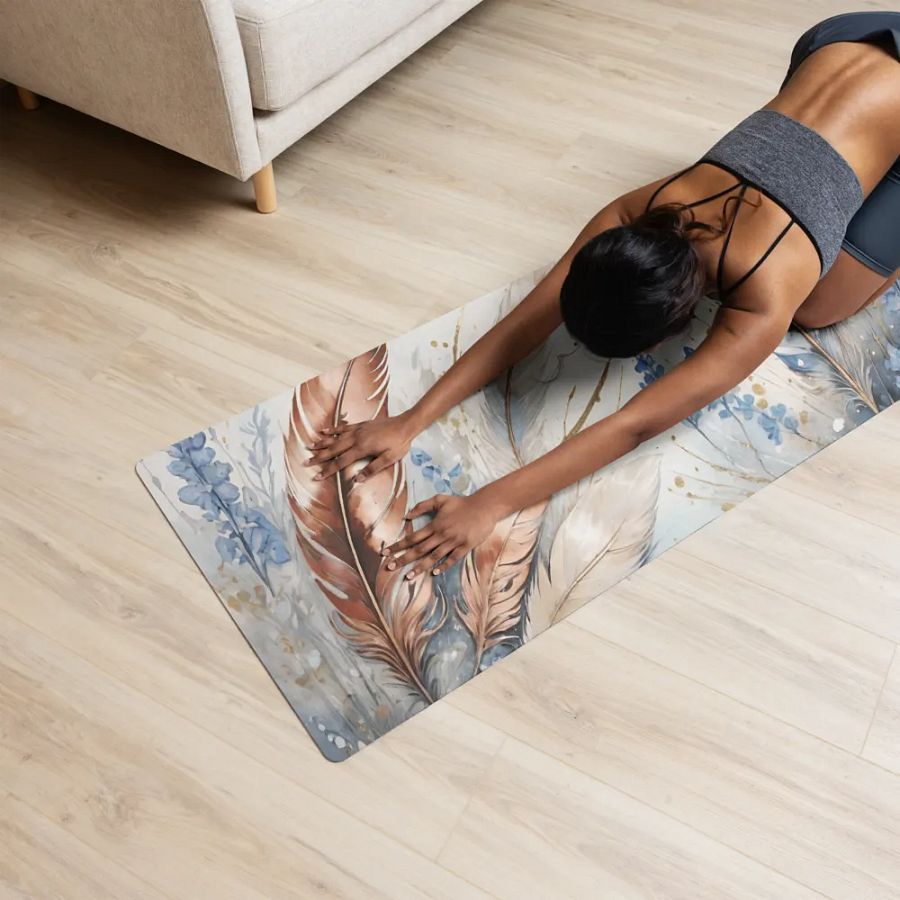 Gold Dust Feather Serenity Yoga Mat product image (12)