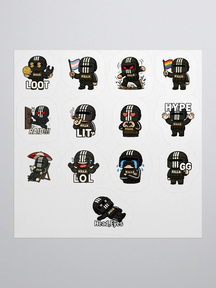 Killa Emote Sticker Sheet – Loot. Laugh. Slay. product image (1)