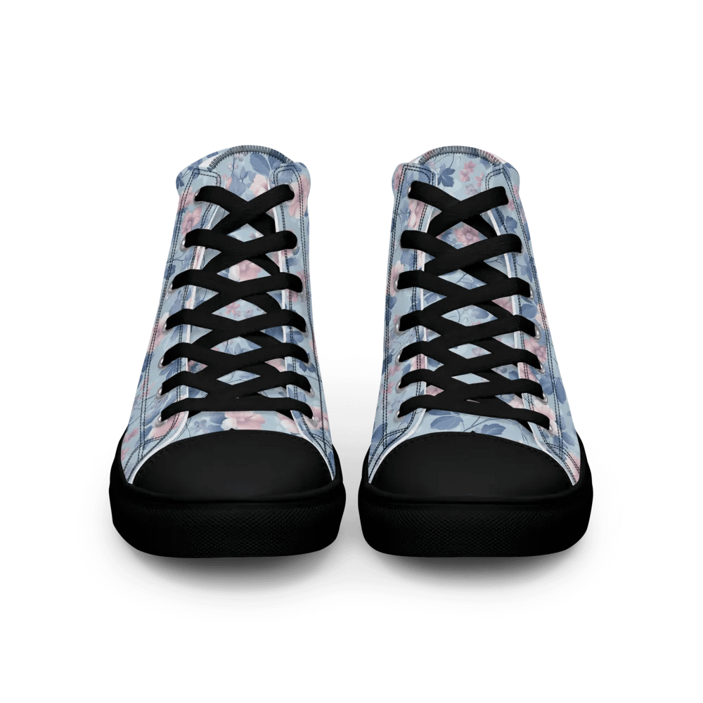 Serene Blue Blossoms High Top Canvas Sneakers product image (12)