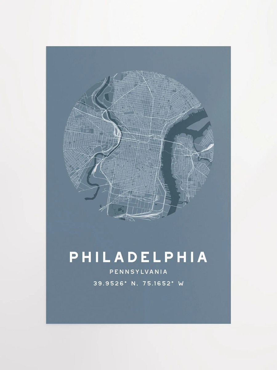 Philadelphia Street Map Poster – Blue Minimalist Circular City Art product image (3)