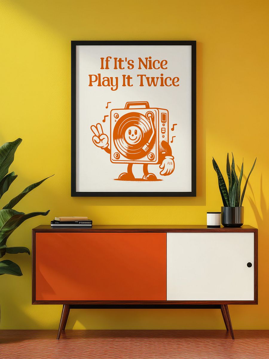 If It's Nice Play It Twice Vinyl Player Mascot Retro Art Print product image (8)
