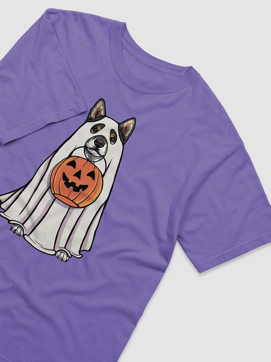 Funny Halloween Shiba Inu(Tricolor) T-Shirt | Funny Dog Wearing a Ghost Costume and Holding a Pumpkin Basket product image (29)