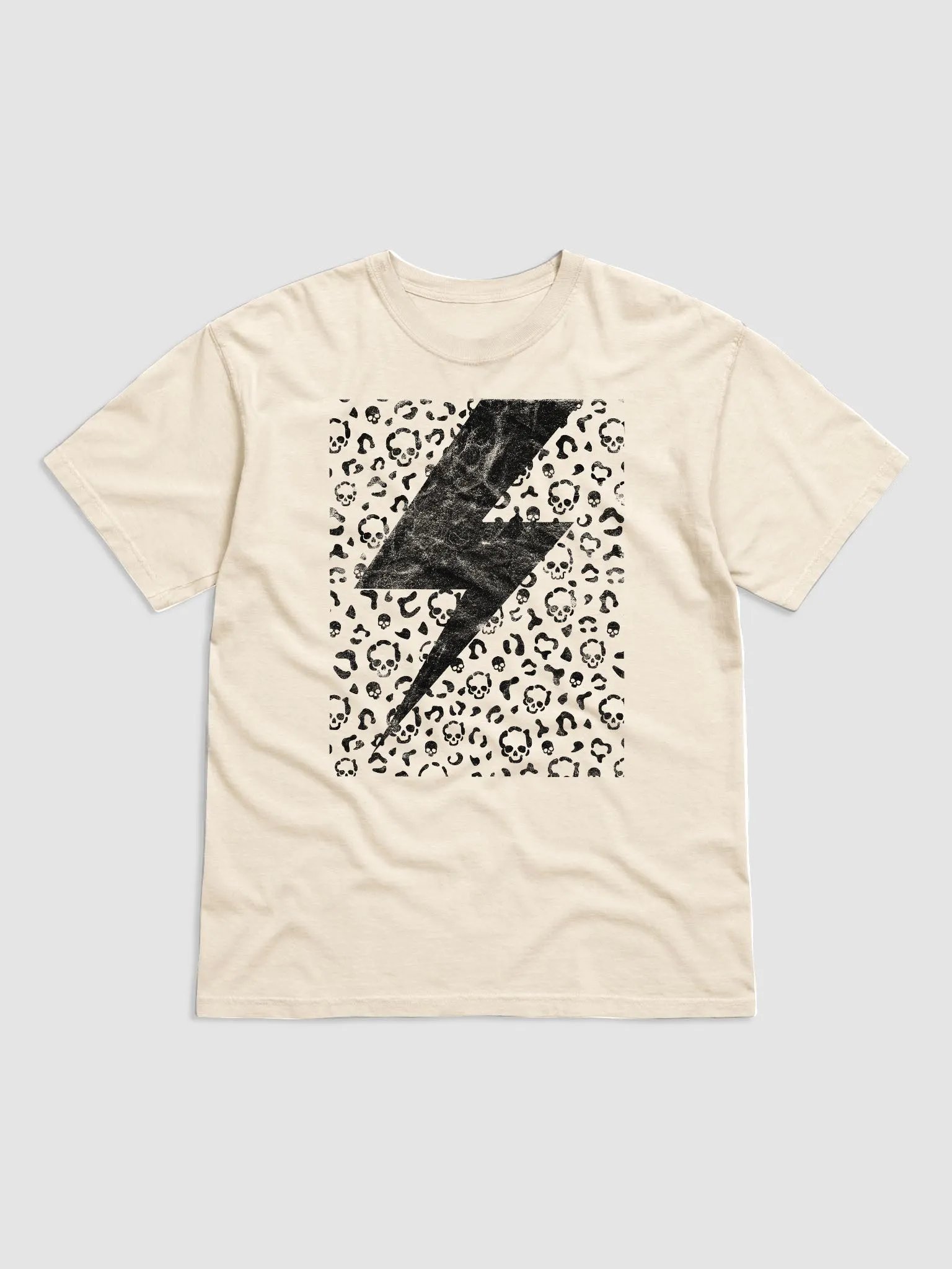 Lightning Bolt on a Leopard Print Pattern of Skulls T-Shirt | Trendy Fall and Halloween Design product image (9)