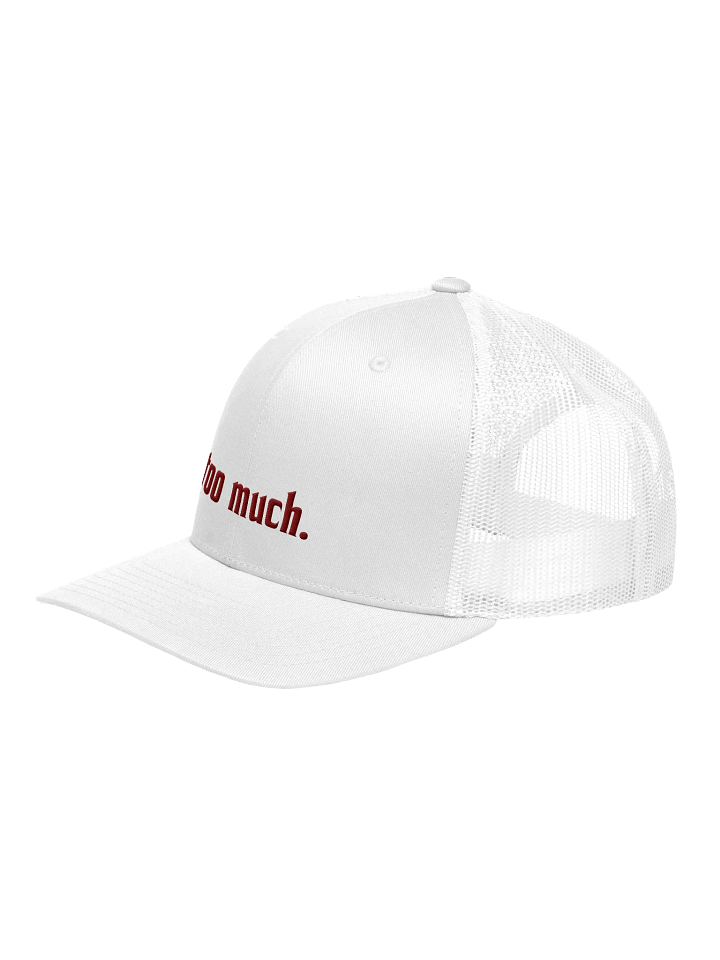 too much. white trucker hat product image (2)
