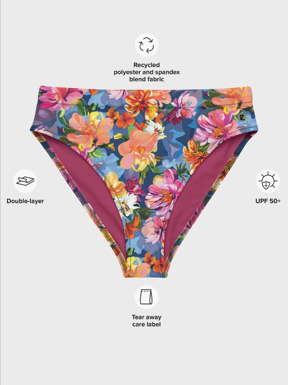 High-Waisted Bikini Bottom "Bold Abstract Florals" product image (7)