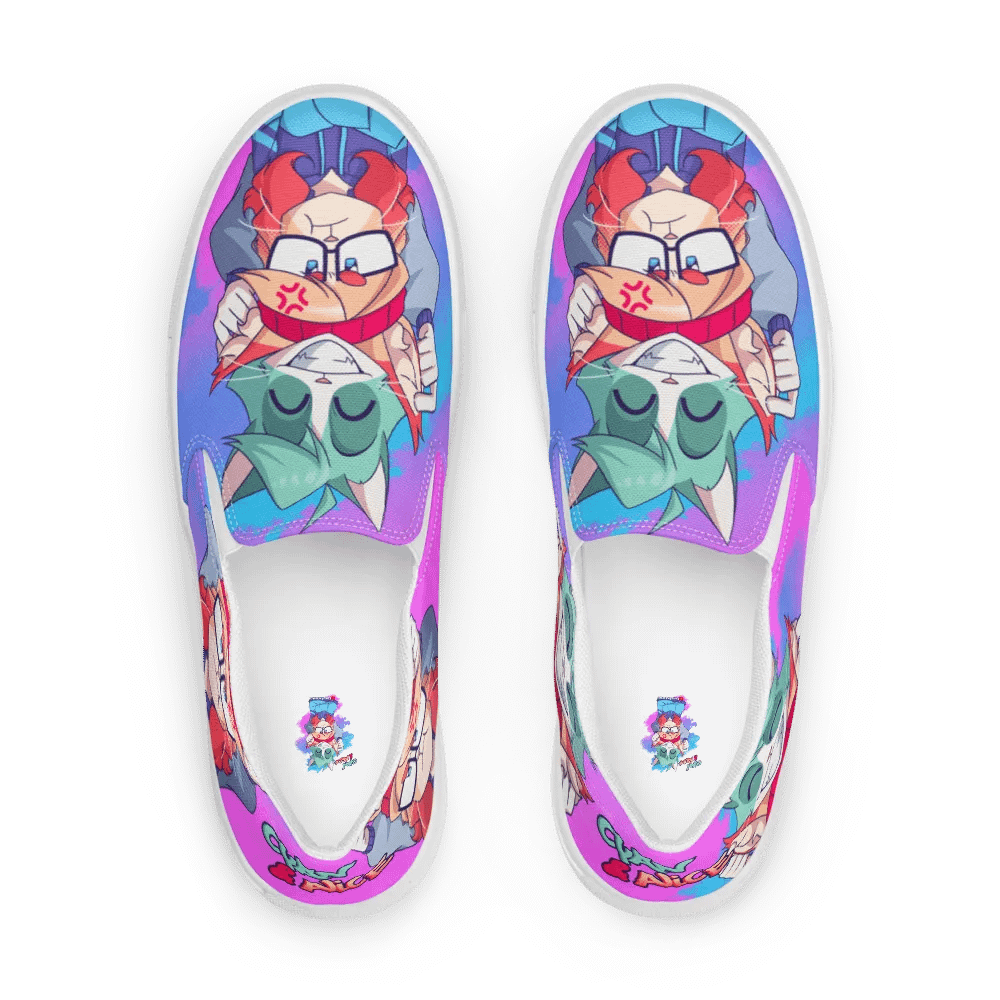 Cyan Teasing Alice's Ears Men Slip-On Canvas Shoes product image (3)