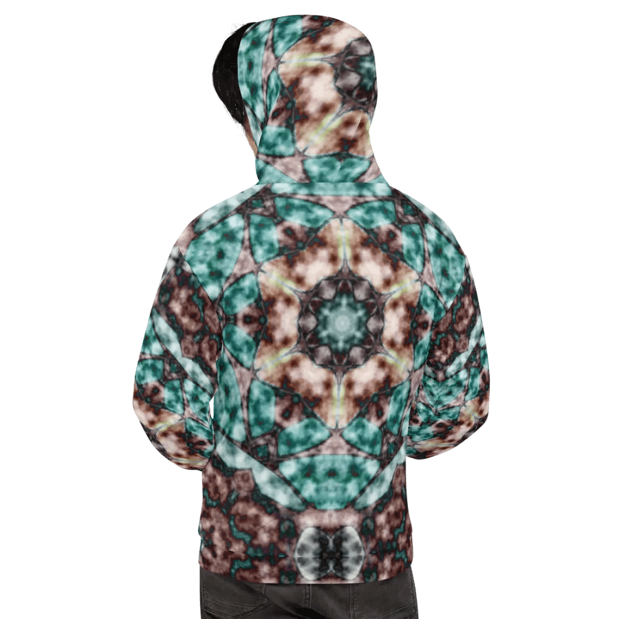 Bohemian Mandala in Brown and Turquoise/All-Over Print Recycled Unisex Hoodie by Sublicolor product image (4)