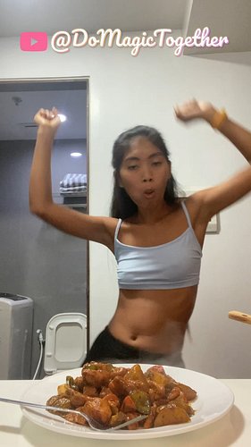 Filipina sings while making dinner...