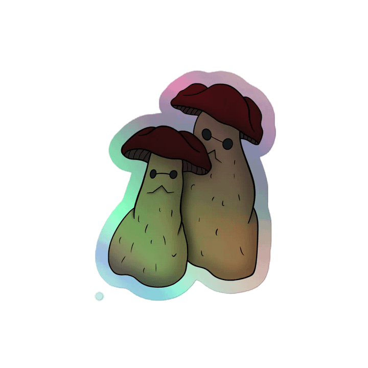 Whimsical Mushroom Friends Holographic Sticker product image (2)
