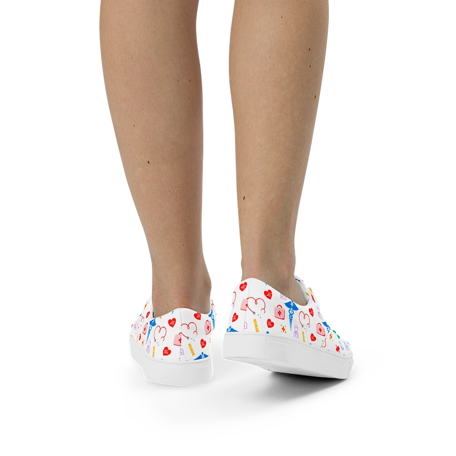 Nurse Nursing Icons Women White Lace-Up Canvas Sneakers Shoes product image (11)
