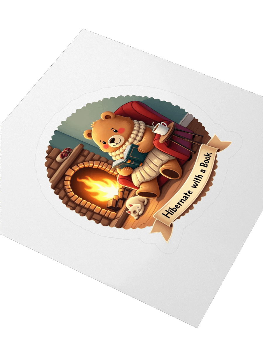 Hibernate with a Book – Cozy Bear Sticker product image (3)