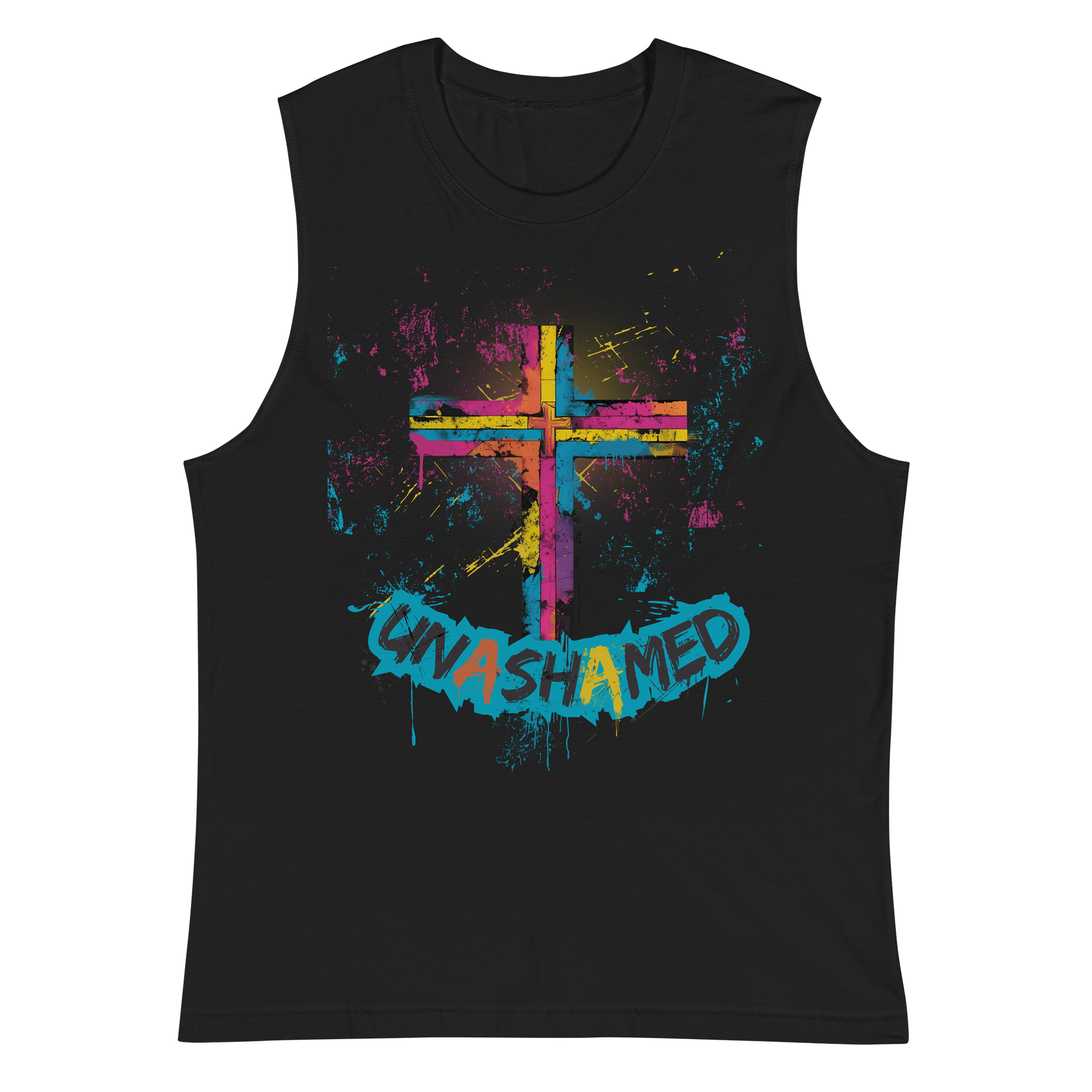 Unashamed Ro 1:16 Cross Tank Top - Unisex Bella + Canvas Muscle Shirt fit product image (3)