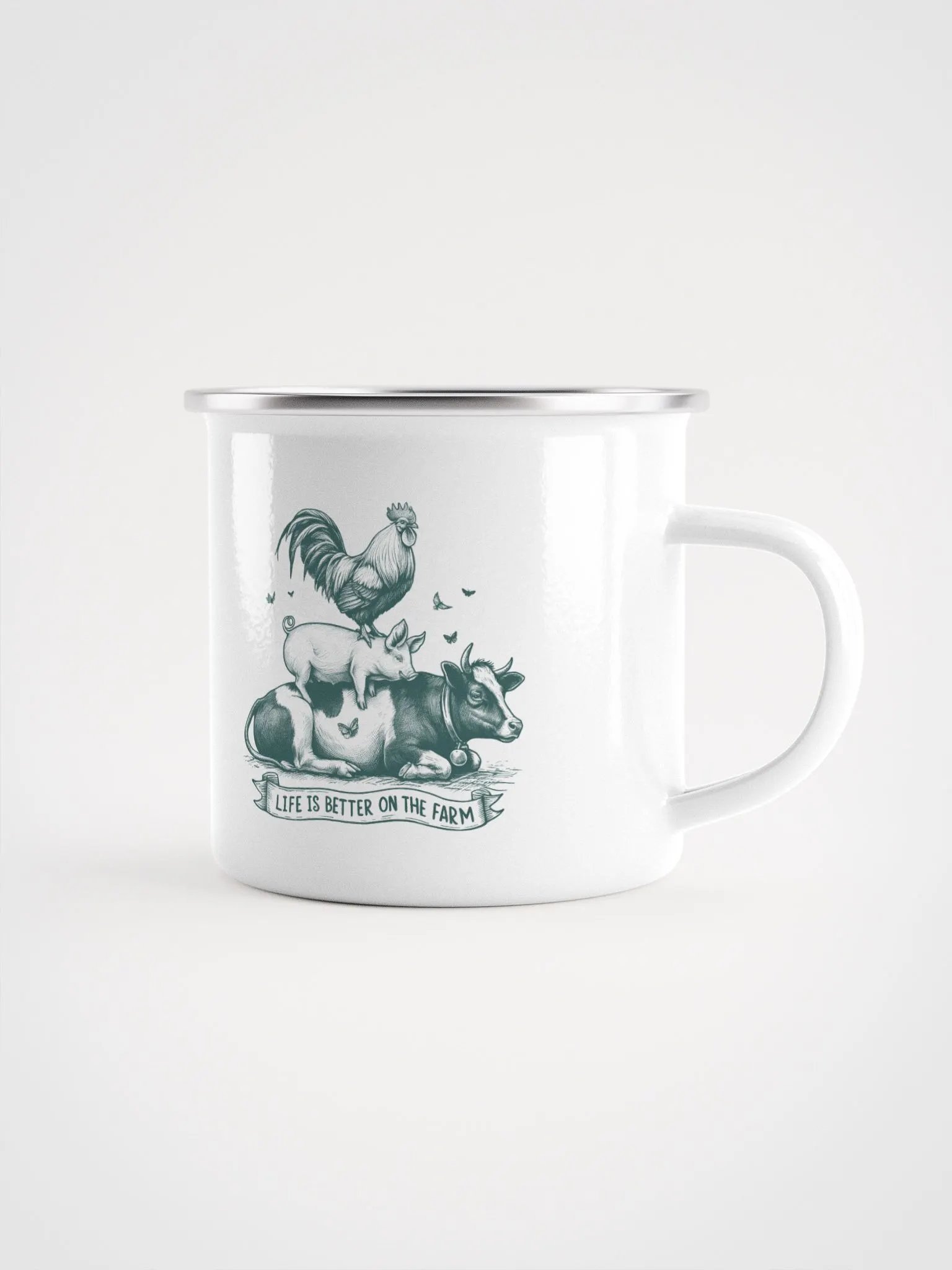 "Life is better on the farm 2" enamel Mug product image (1)