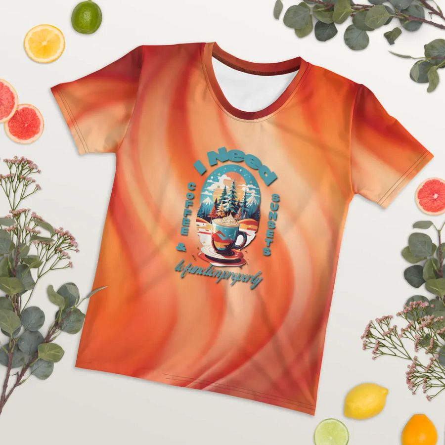 I Need Coffee and Sunsets to Function All Over Print T-shirt product image (7)