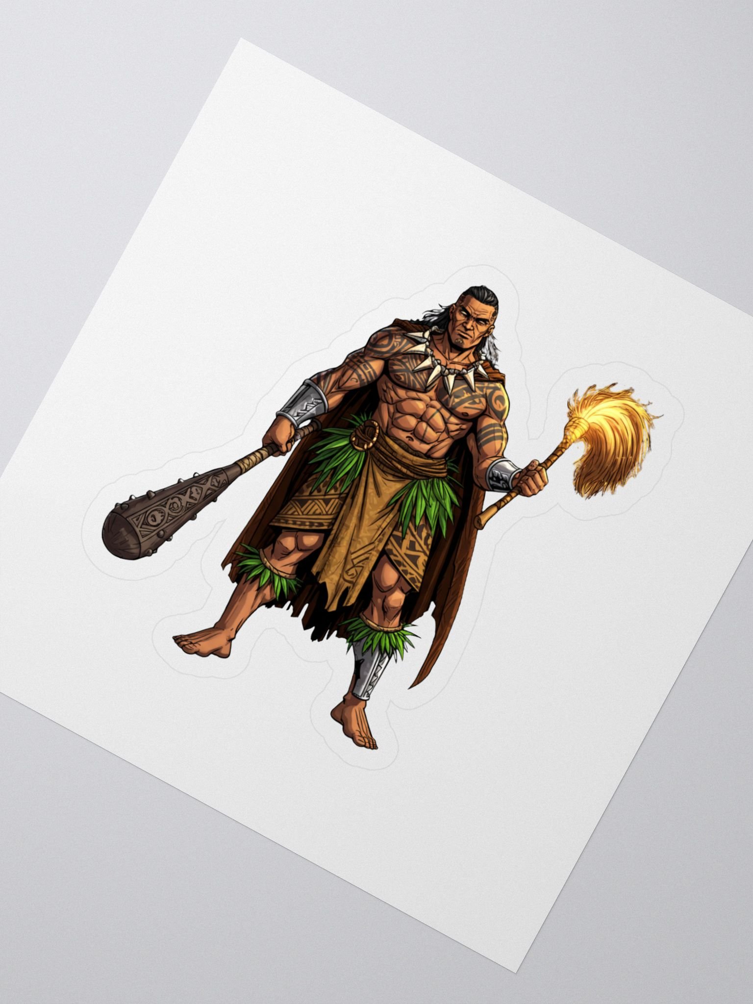 Samoan Matai Warrior Sticker – Polynesian Tribal Chief Tattoo Art Kiss Cut Sticker product image (2)