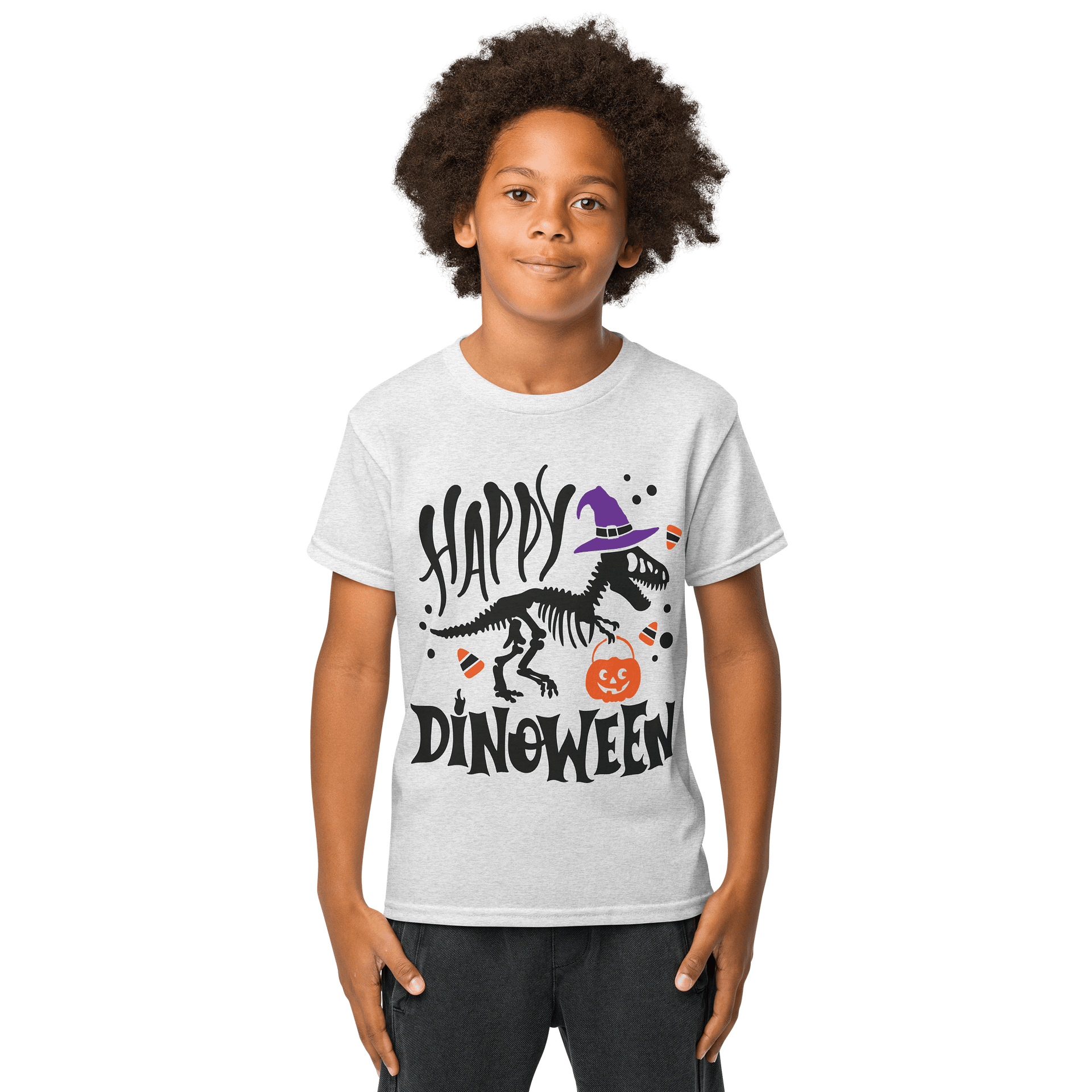 Happy Dinoween Trex Kids Tee product image (1)