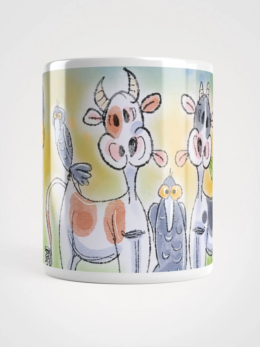 Funny Cow with Crow Friends Glossy Mug product image (13)