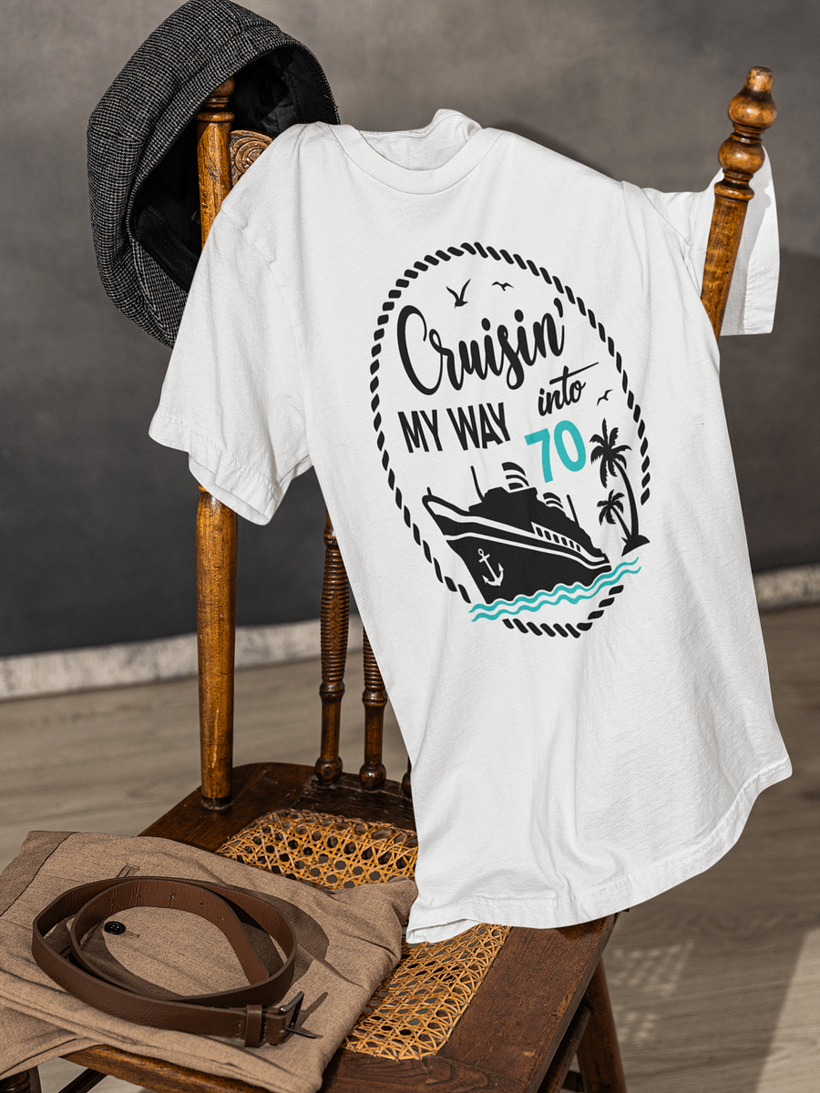 Cruisin' My Way Into 70 Unisex Softstyle T-Shirt Light Colours product image (3)
