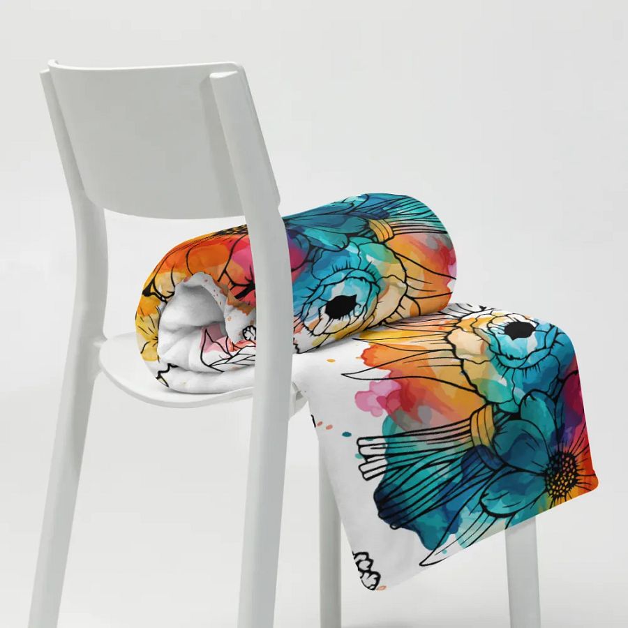 Ink Splatter Floral Bliss Throw Blanket product image (9)