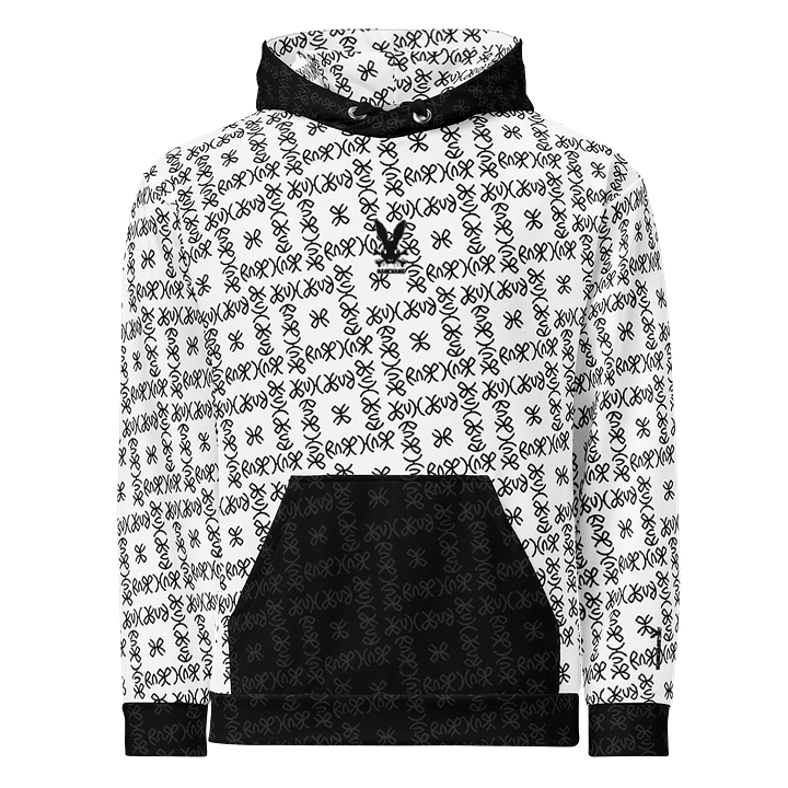 RareHare Black and White Signature Pattern Hoodie Design by IngeniumArtist product image (1)