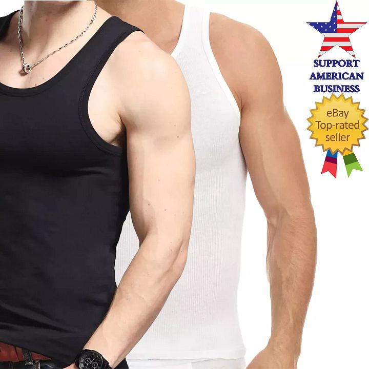 6-12 Pack Men's Tank Top 100% Cotton A-Shirt Wife Beater Undershirts Size S-3XL product image (1)