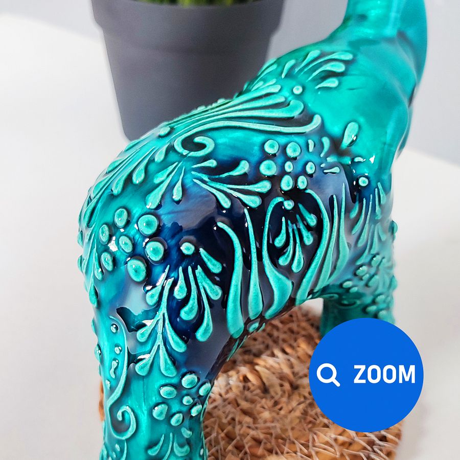 Ceramic turquoise elephant — handmade pottery, handmade ceramic, home decor, handmade gift, Turkish ceramic product image (7)