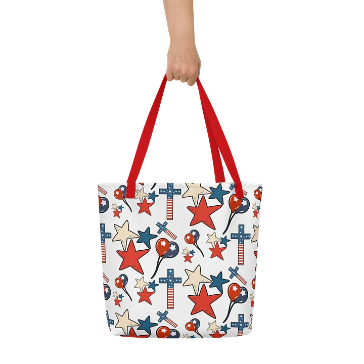 Red, White And Blue Stars And Crosses Tote Bag product image (2)