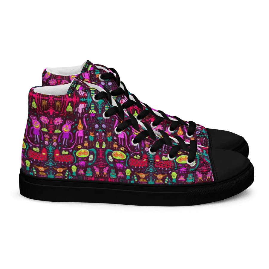Abstract Darker Doodle Creatures Ladies High Top Canvas Shoes product image (6)