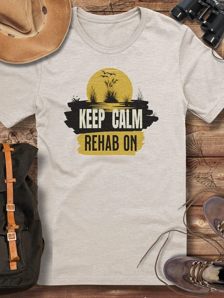 Keep Calm, Rehab On T-Shirt, Vet Nurse Gift, Animal Rehab Shirt, Wildlife Vet Gift, Wildlife Rehabber T-shirt product image (1)