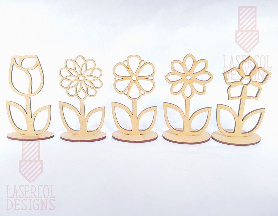 Flowers - Set 4 - (Two Sizes, Five Styles) - Laser Cut Files product image (6)
