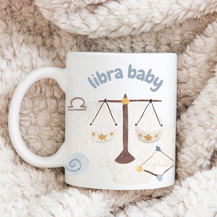 Libra Baby September 23 – October 23 WHITE GLOSSY MUG Baby Gift, New Baby Gift, Fun Astrology Gift product image (1)