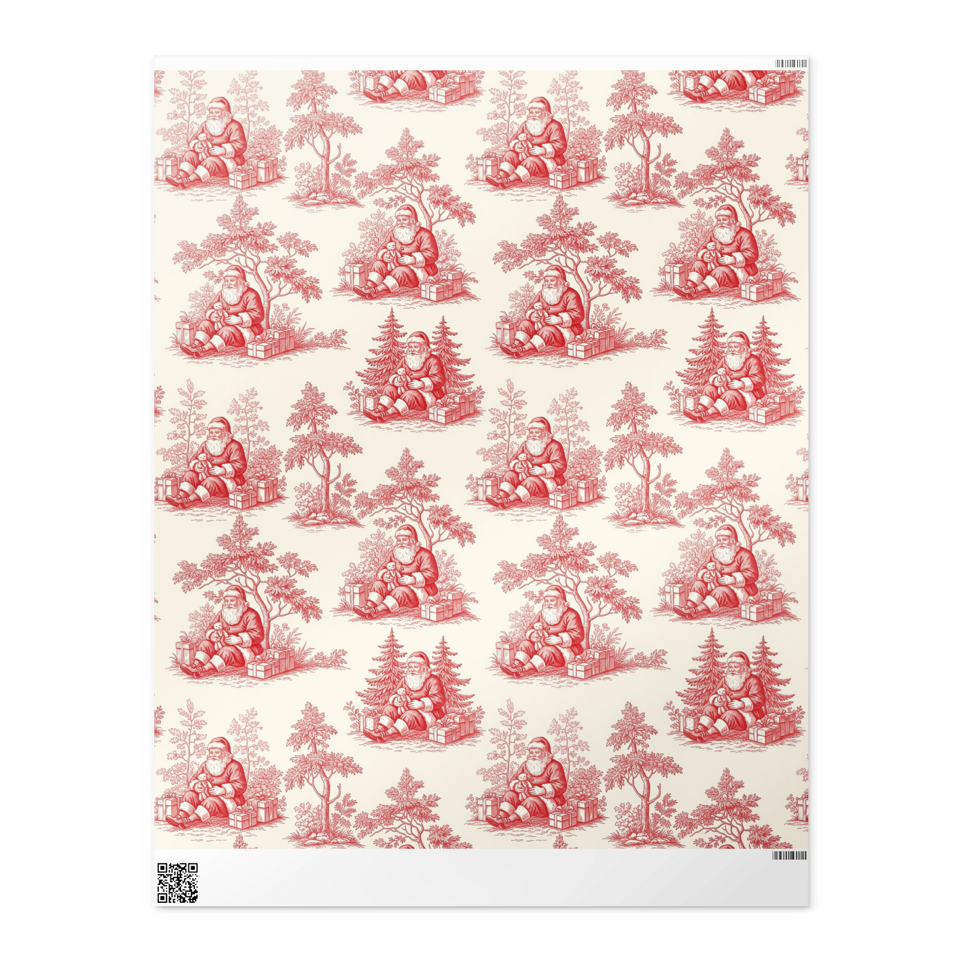 Santa Claus Red Toile Chinoiserie Wrapping Paper product image (1)