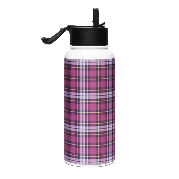 Bright Purple Plaid Water Bottle product image (1)
