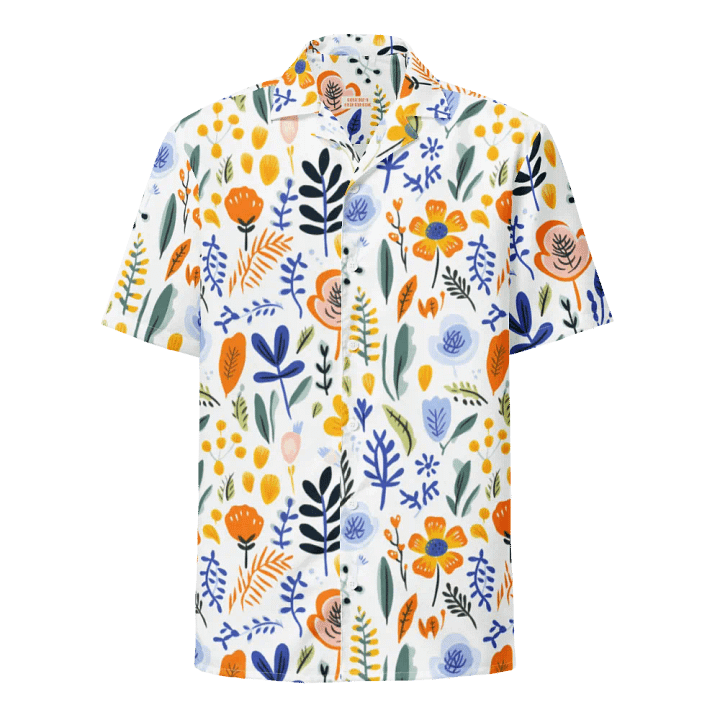 Retro Flowers Blue Hawaiian Shirt product image (1)