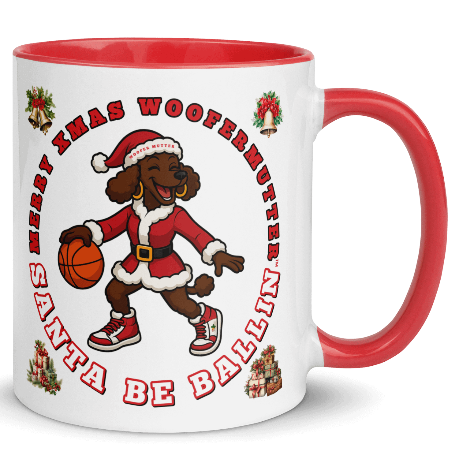 WooferMutter™ Santa Be Ballin Xmas Mug - Poodle Brown product image (7)