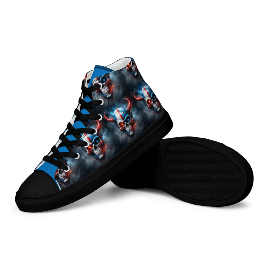Red White and Blue Horned Skull Men's High Tops product image (12)