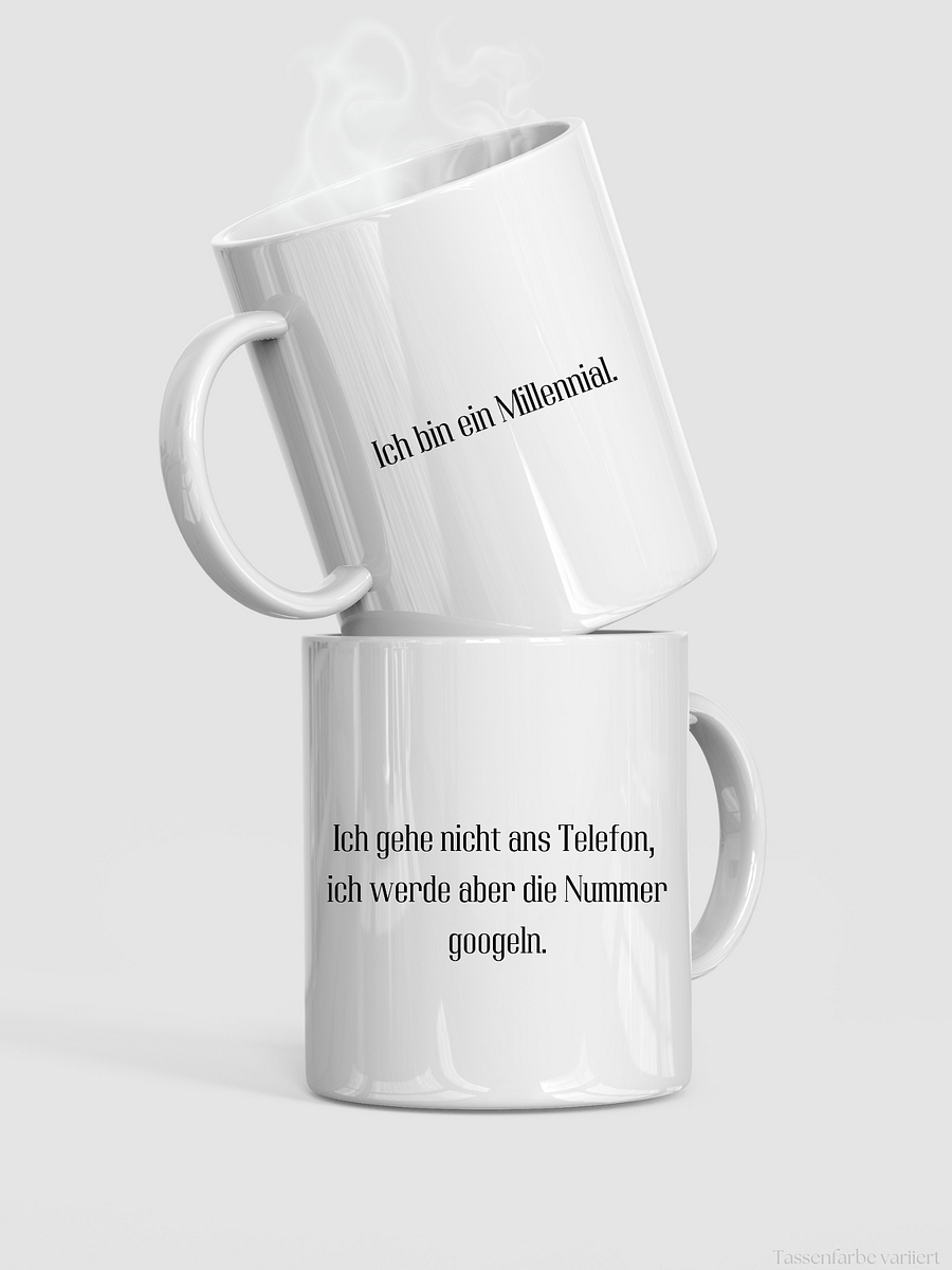 Lustige Tasse mit Spruch | Ich bin ein Millennial,ich gehe nicht ans Telefon,ich werde aber die Nummer googeln | Geschenkidee | Kaffeebecher 330 ml - Geschenk product image (3)