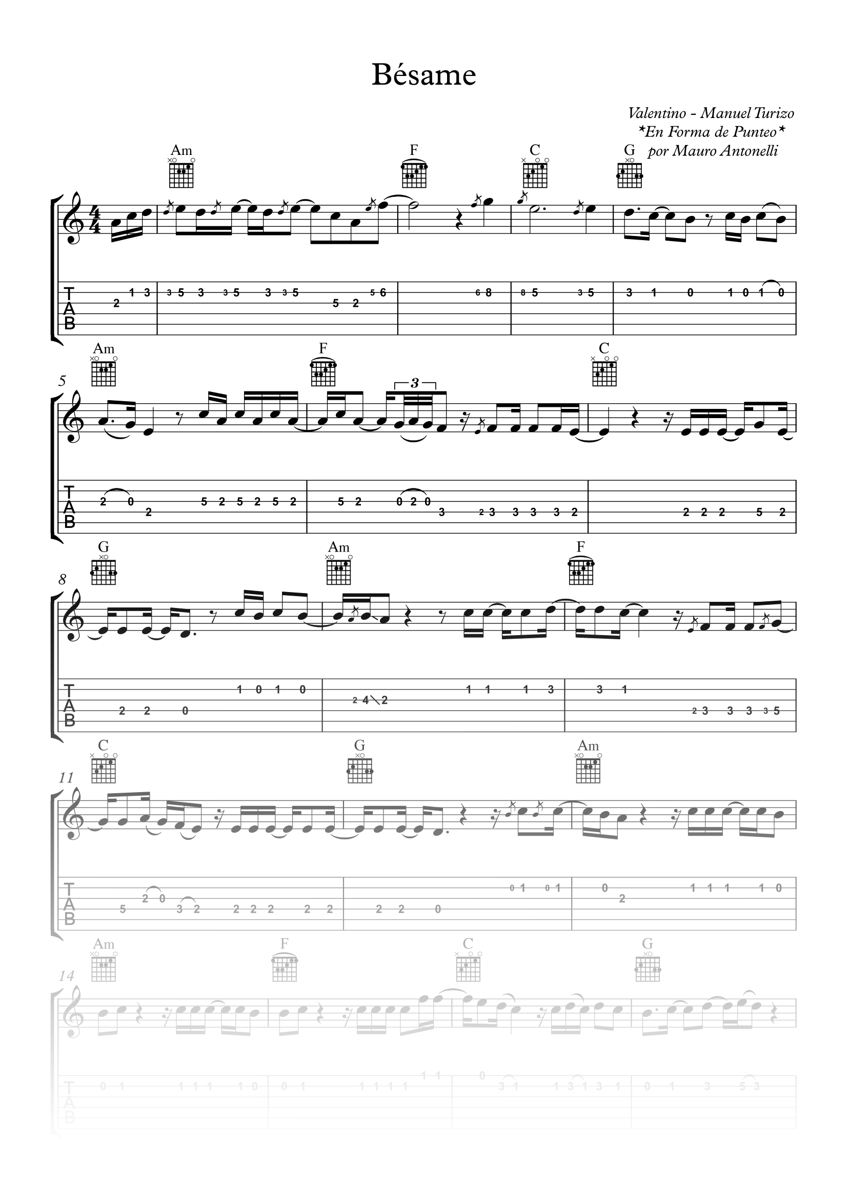 Bésame - Partitura + Tab + Acordes + Pista product image (1)