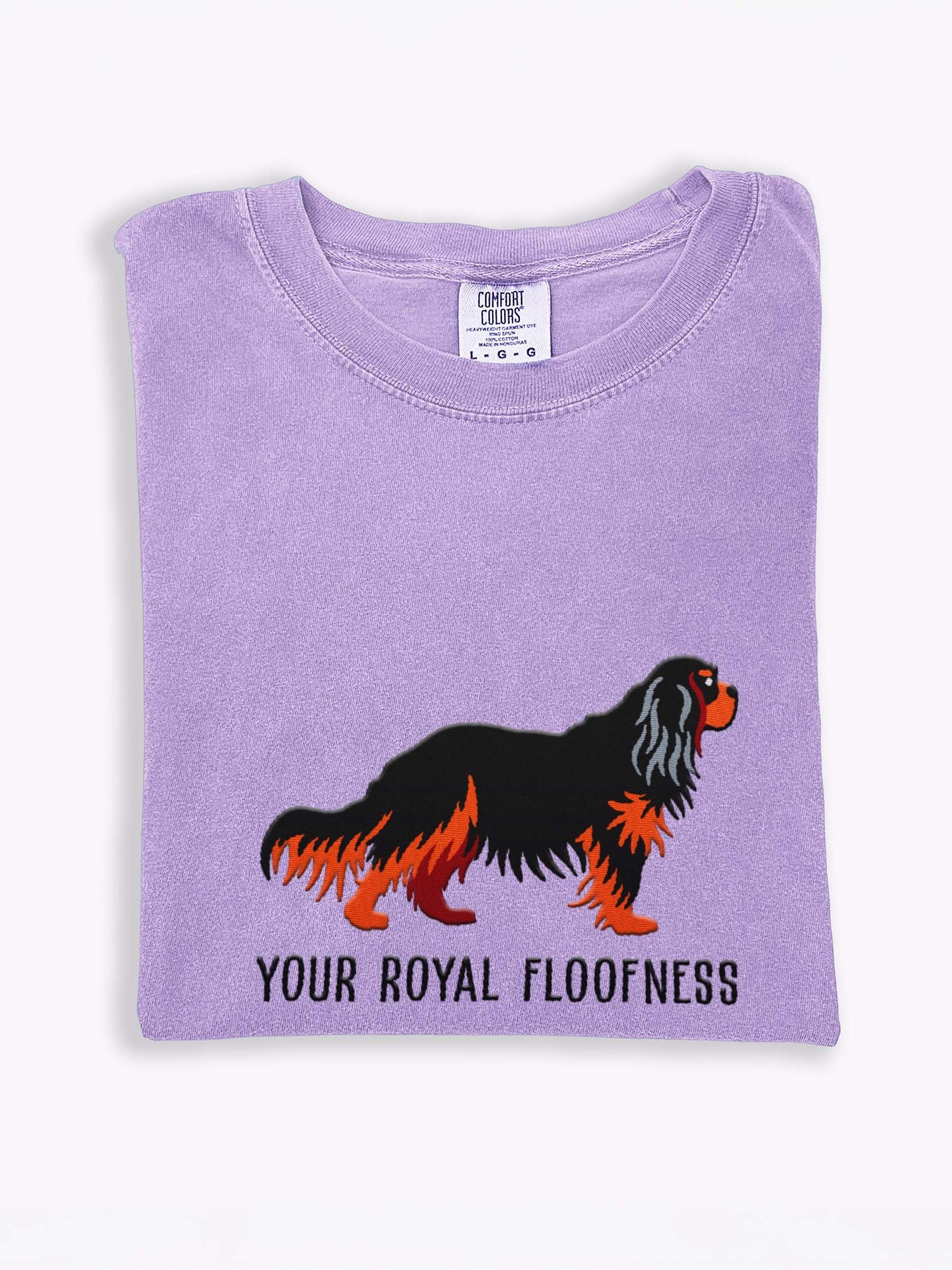 Your Royal Floofness T-Shirt(Embroidered) of a Cavalier King Charles Spaniel(Black & Tan) product image (2)
