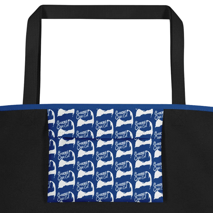 BRN.2C.C.™ | Large Tote Bag with Pocket | Coastal Classic | All-Over Logo Print | White Logo on Cerulean Blue product image (2)